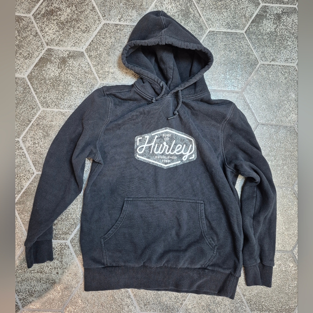 Hurley Black Hoodie with White Script Logo